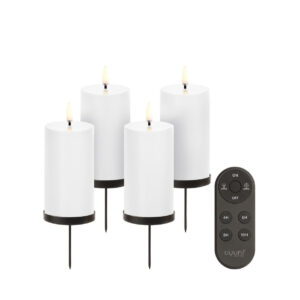 Gaveæske m. spike, fjernbetjening, LED bloklys - Nordic White