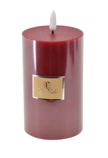 La Vida LED Bloklys m. statisk flamme - Rød H12,5xØ7,4 cm