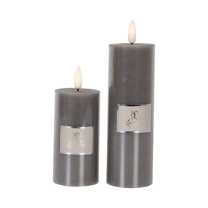 La Vida LED Bloklys m. statisk flamme - Taupe H15xØ5 cm