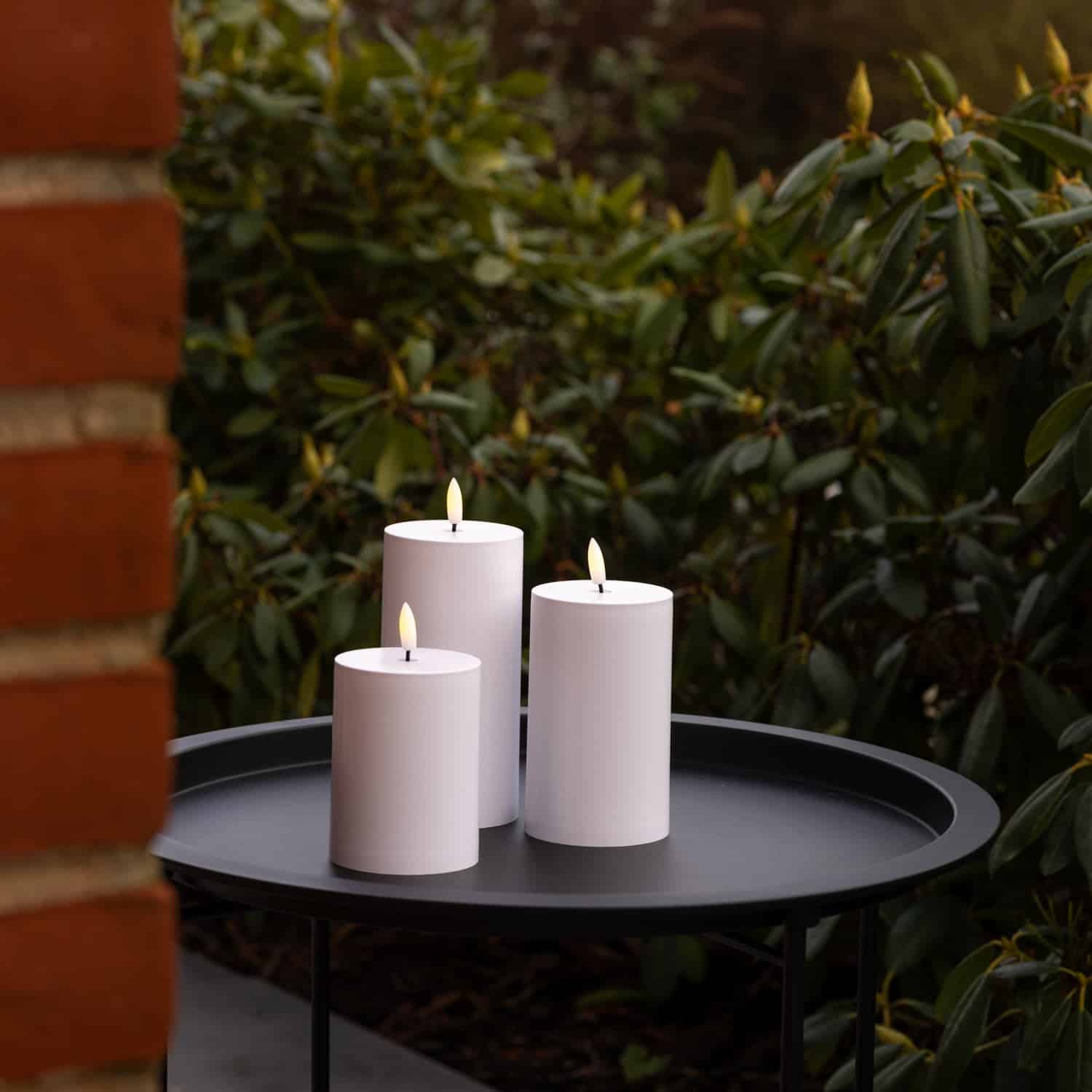 Sia LED udendørs bloklys genopladelig ø 7.5 x 10-12.5-15 cm sæt 3 stk