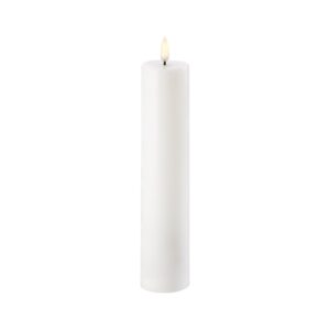 UYUNI LED Pillar Bloklys m. 3D flamme Ø5x22 cm (Nordic White)