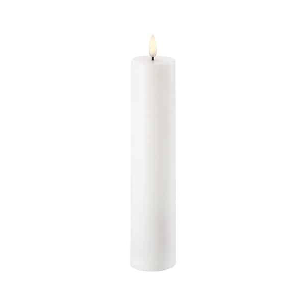 UYUNI LED Pillar Bloklys m. 3D flamme Ø5x22 cm (Nordic White)