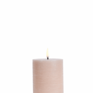 UYUNI LED Pillar Bloklys m. 3D flamme Ø7.8x10 cm Dusty Rose