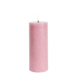 UYUNI LED Pillar Bloklys m. 3D flamme Ø7.8x20 cm Dusty rose