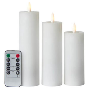 Da'core LED Bloklys med 3D flamme 3-pak hvid