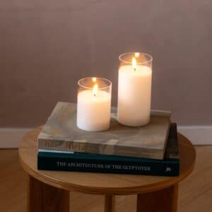 Luna LED bloklys hvid i glas Ø7,5 X 10-15cm 1stk