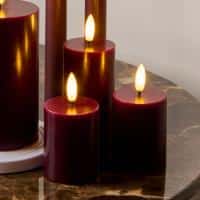 Sirius - Sille Genopladelig Bloklys 3 stk sæt, Ø5xH10/12,5/15cm, Bordeaux