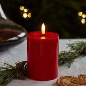 Sirius - Sille Lak Bloklys, Ø7,5 x H10 cm, Rød