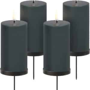 Giftbox w. Spike, Remote, LED Pillar Candle, Pine Green, Smo