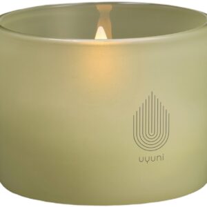 Glass Candle, Light Green Leaf, 8,2x6 cm