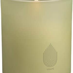 Glass Candle, Light Green Leaf, 9,2x10,2 cm