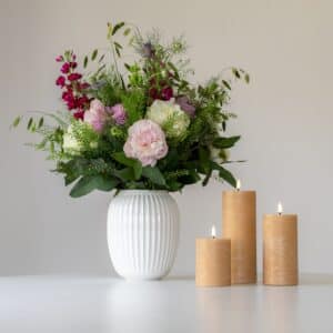 Luna LED bloklys Ø7,5 X 10-15-20cm 3stk. Beige