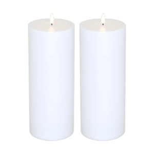 Skandi - LED Bloklys Ø10 cm x H25 cm - Udendørs - 2 Pak - Hvid