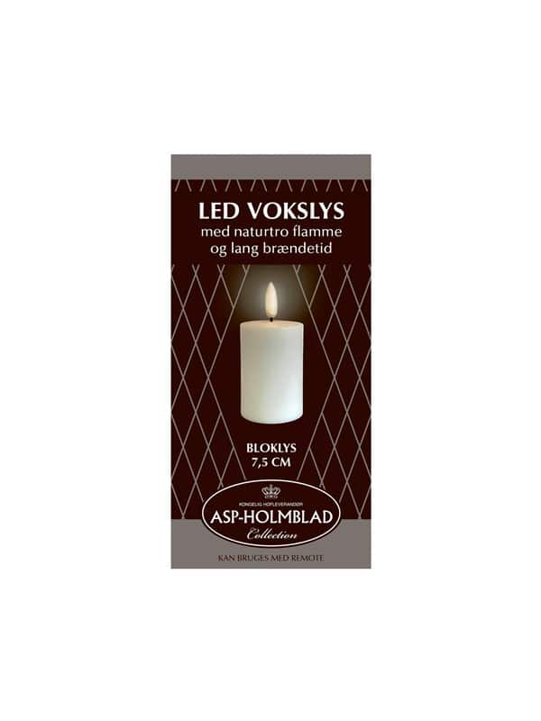 Asp-Holmblad LED-Voks bloklys