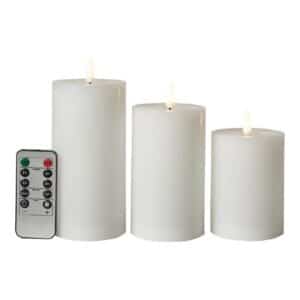 Conzept Electric LED bloklys 3D flamme 3-pak Hvid