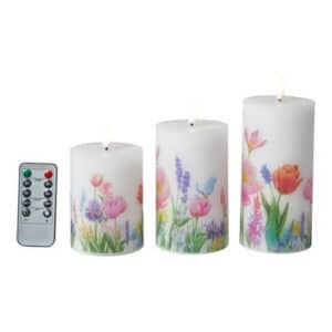 Da'core LED Bloklys blomster 3-pak