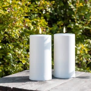 Skandi - LED Bloklys Ø10 cm x H20 cm - Udendørs - 2 Pak - Hvid